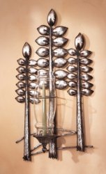 Modern Tree Silhouette Hurricane Candle Wall Sconce