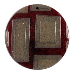 Thumbnail of Red Sawdust with White Recta Silver Wire Pendant