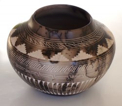 Thumbnail of Horse Hair Etched Navajo Pottery - Michael Charlie