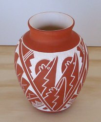 Thumbnail of Acoma Pueblo Pottery Vase - Carved, Painted - Anthony Concho