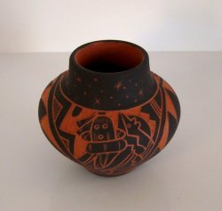 Thumbnail of SOLD! Acoma Pottery-Anthony Concho-Black/Red Vase