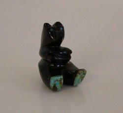 Thumbnail of Fetish - Navajo Bear Black Jet - David Yazzie - Turquoise Feet