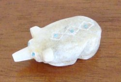 Thumbnail of Zuni Badger Fetish - Rosella Shack Gonzales - White Alabaster