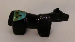 Thumbnail of Navajo Horse Fetish - Black Jet with Turquoise - David Yazzie