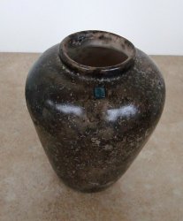 Thumbnail of Acoma Horsehair Pottery Vase-Gary Yellow Corn Louis-Double Fired Black 
