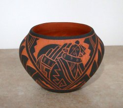 Thumbnail of Anthony Concho Acoma Pottery - Mudhead Kachina, Coyotes & Sunburst Etchings