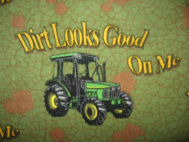 Image 1 of John Deere Tractor Dirt Looks Good Anti pill handmade Fleece Blanket