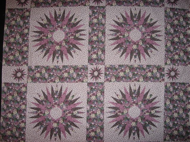 Lilac Roses Cheater quilt Fabric pillow panels set of four 