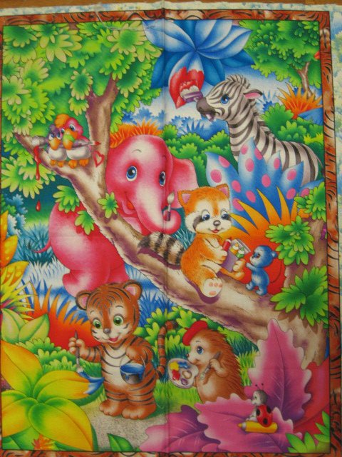 Image 1 of adorable blue eyed animals Fabric pillow panel to sew