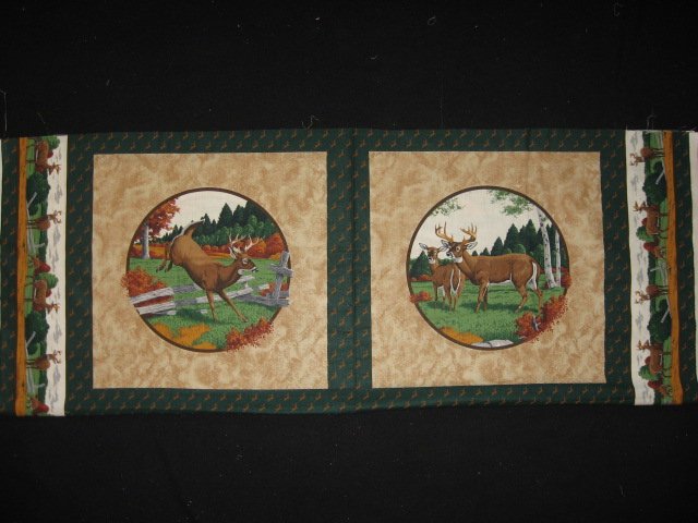 Deer Buck and Doe in the Fall Fabric pillow panels set of two 