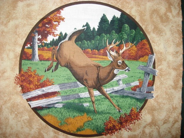 Image 2 of Deer Buck and Doe in the Fall Fabric pillow panels set of two 