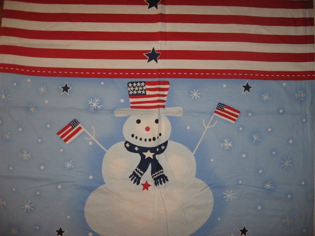Image 0 of Snowman Cotton Fabric Flag or Quilt Wall Panel to sew /