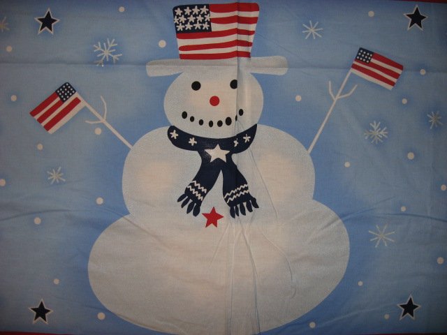 Image 1 of Snowman Cotton Fabric Flag or Quilt Wall Panel to sew /