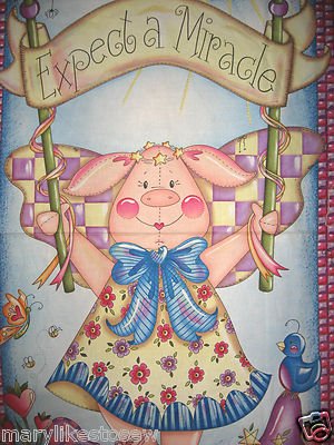 Ballet Pig Expect a Miracle Cotton Fabric Panel /