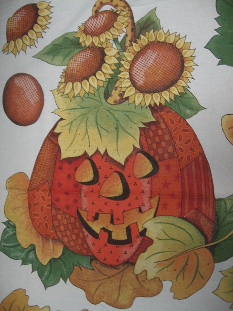 Image 1 of Daisy Kingdom Pumpkin and Sunflower Cotton Quilt Wall Throw Fabric Panel to sew