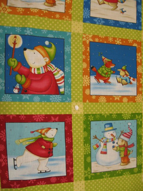 Image 1 of Winter Animals at the park Cotton Fabric to sew 