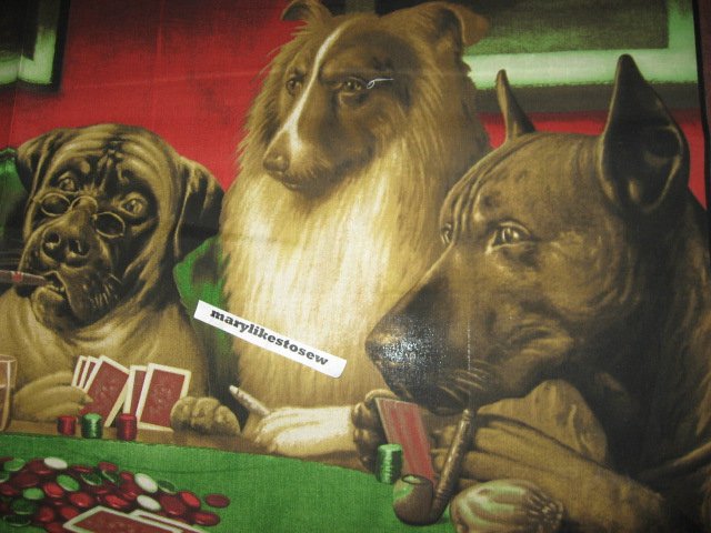 Image 1 of Poker Dog Fabric C.M.Coolidge wall panel to Sew original Rare