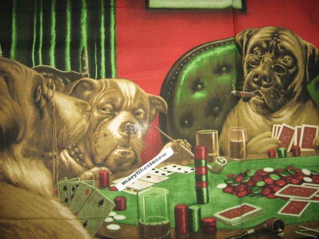Image 2 of Poker Dog Fabric C.M.Coolidge wall panel to Sew original Rare
