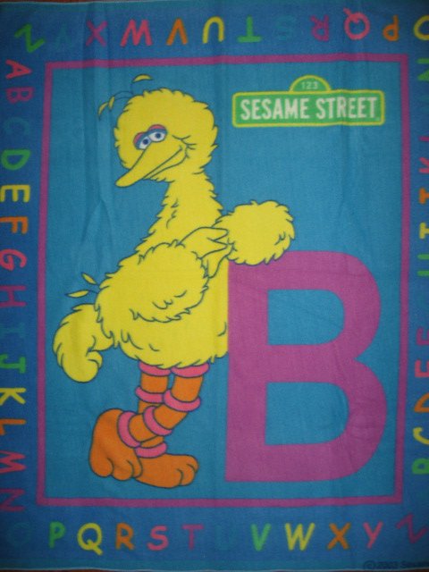 Sesame Street Big Bird Handmade child bed size blanket with Licensed fleece