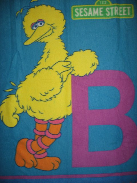 Image 1 of Sesame Street Big Bird Handmade child bed size blanket with Licensed fleece