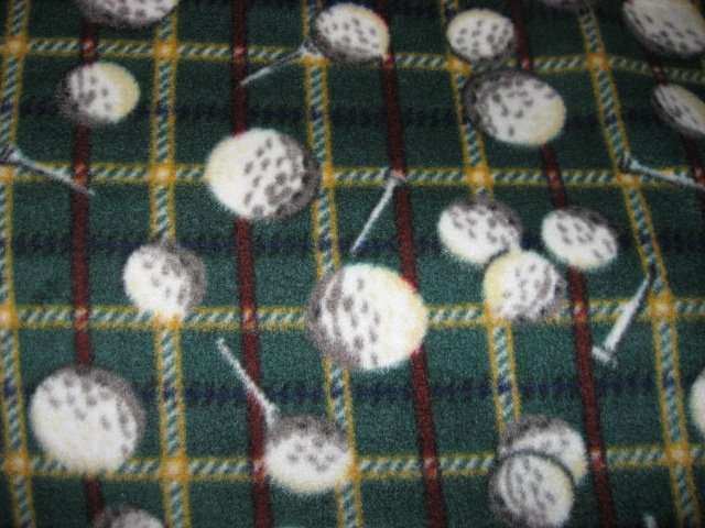 Image 0 of Golf balls tees antipill plaid dark green fleece blanket 