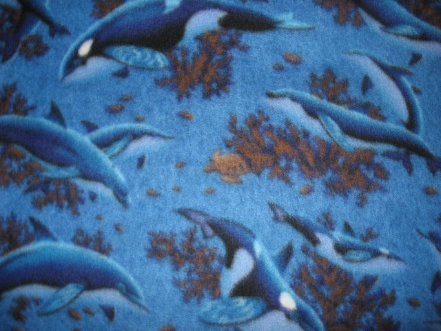 Image 0 of Dolphins sea turtles and coral fleece blanket 