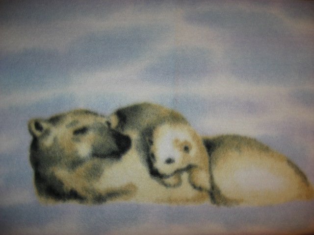 Image 1 of Mother and cubs Polar Bears fleece blanket throw