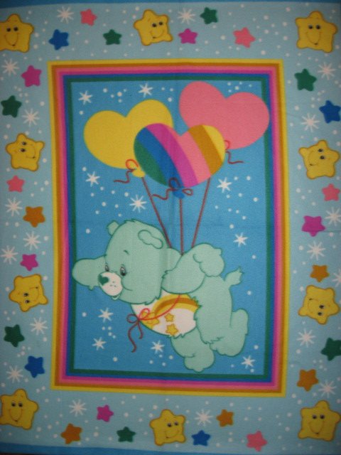 Image 0 of Care Bears with heart shaped balloons super soft child bed size fleece blanket  