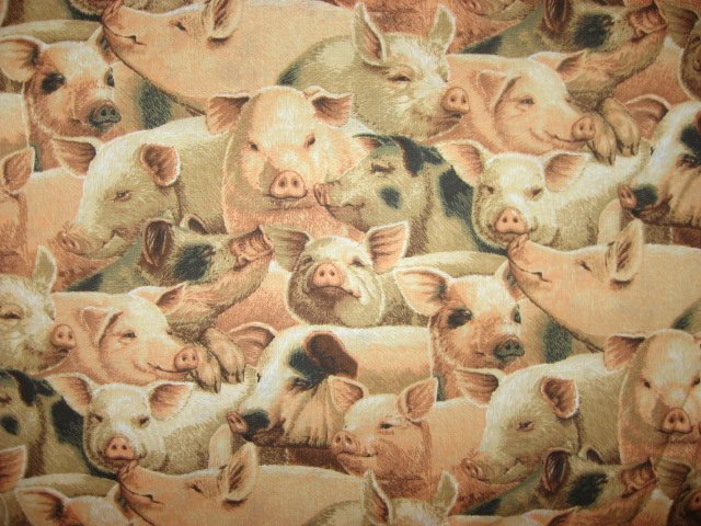 Image 0 of Pigs and piglets farm animals sewing cotton Fabric By The Yard Patty Reed 2007