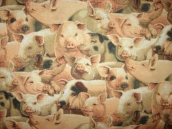 Thumbnail of Pigs and piglets farm animals sewing cotton Fabric By The Yard Patty Reed 2007
