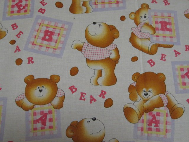 Image 0 of Teddy Bears and letters sewing cotton Fabric By The Yard
