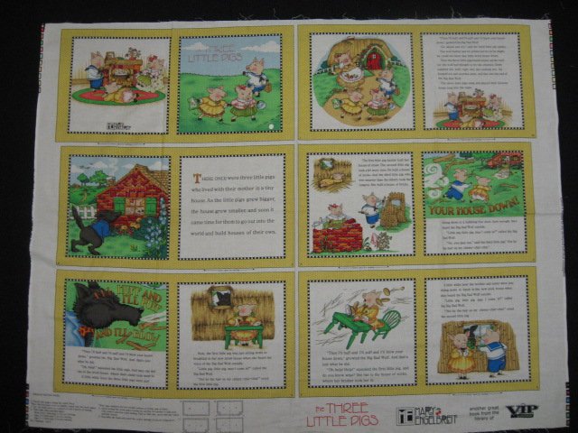 Image 0 of Three Little Pigs Fabric baby soft book new to sew Mary Engelbreit 