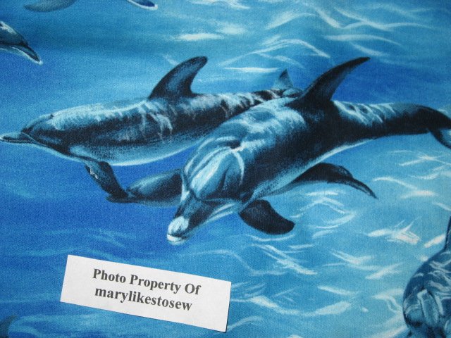 Image 1 of Michael Miller Dolphin dolphins ocean 100% cotton fabric by the yard /
