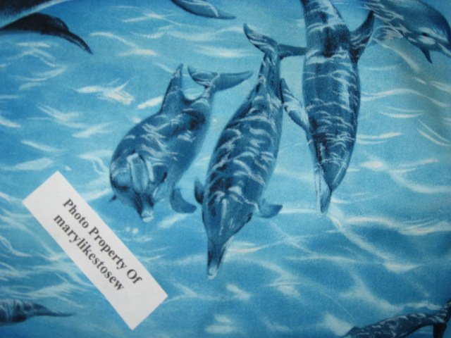 Image 2 of Michael Miller Dolphin dolphins ocean 100% cotton fabric by the yard /