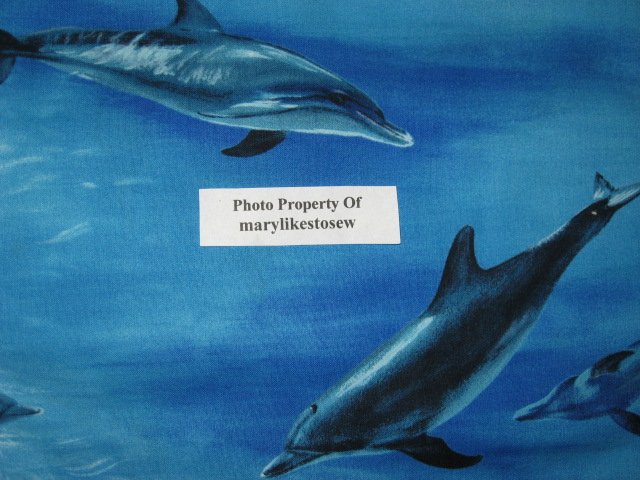 Image 3 of Michael Miller Dolphin dolphins ocean 100% cotton fabric by the yard /