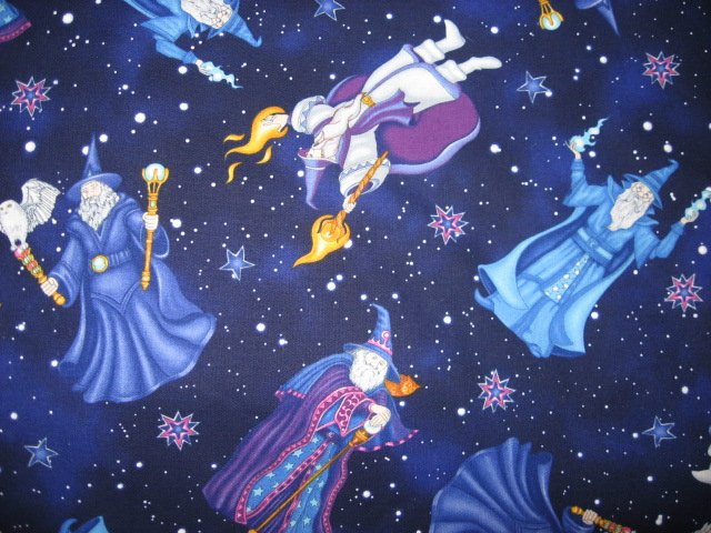Image 0 of Wizard fabric Sorcerer Owl 1/2 yard Cotton looks like Hedwig in Harry Potter