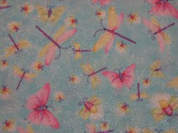 Thumbnail of FABRIC Exquisite Butterfly Dragonfly Fabric Traditions Quality Glittery Cotton