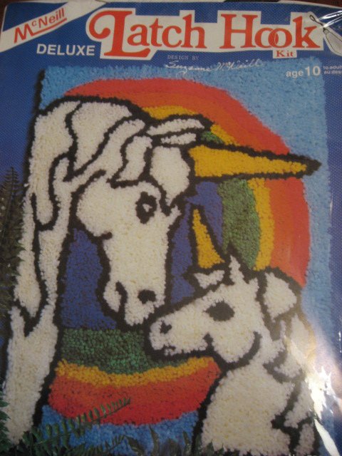 Unicorn mother and baby latch hook rug Kit 18 X 24   