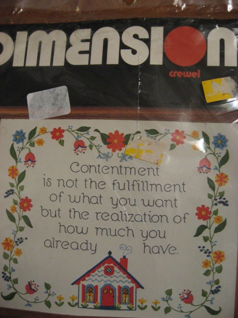 Contentment Sampler How it is measured Dimensions crewel Kit 