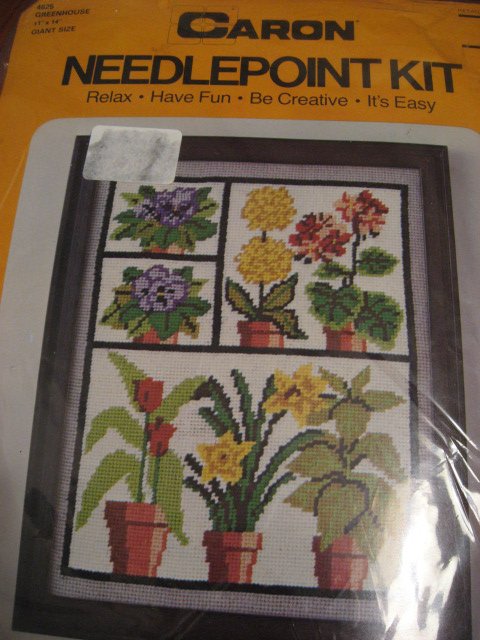 Greenhouse flowers Caron Needlepoint Kit 11 X 14   