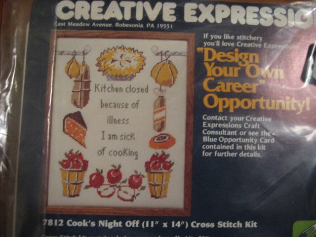 Cook's Night Off Cross stitch Kit 11 X 14   mpn