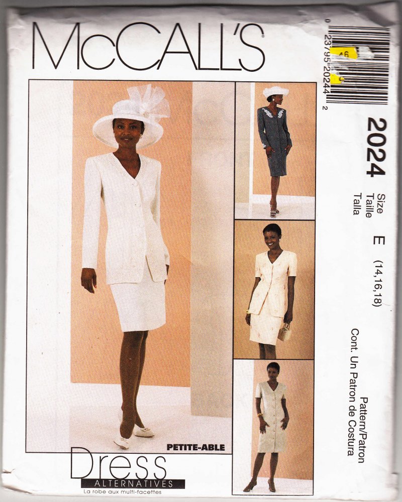 McCall's woman's sewing pattern 2024 Coatdress jacket skirt 14, 16, 18 