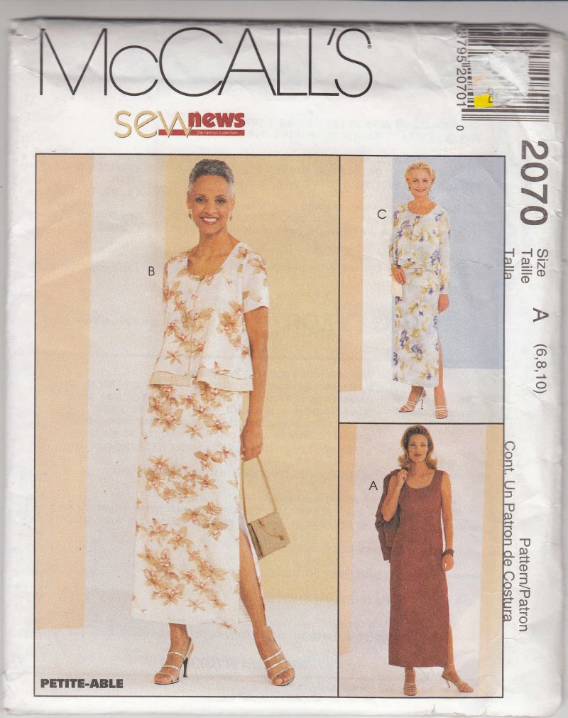 McCall's woman's sewing pattern 2070 Lined dress jacket Size 6, 8, 10 