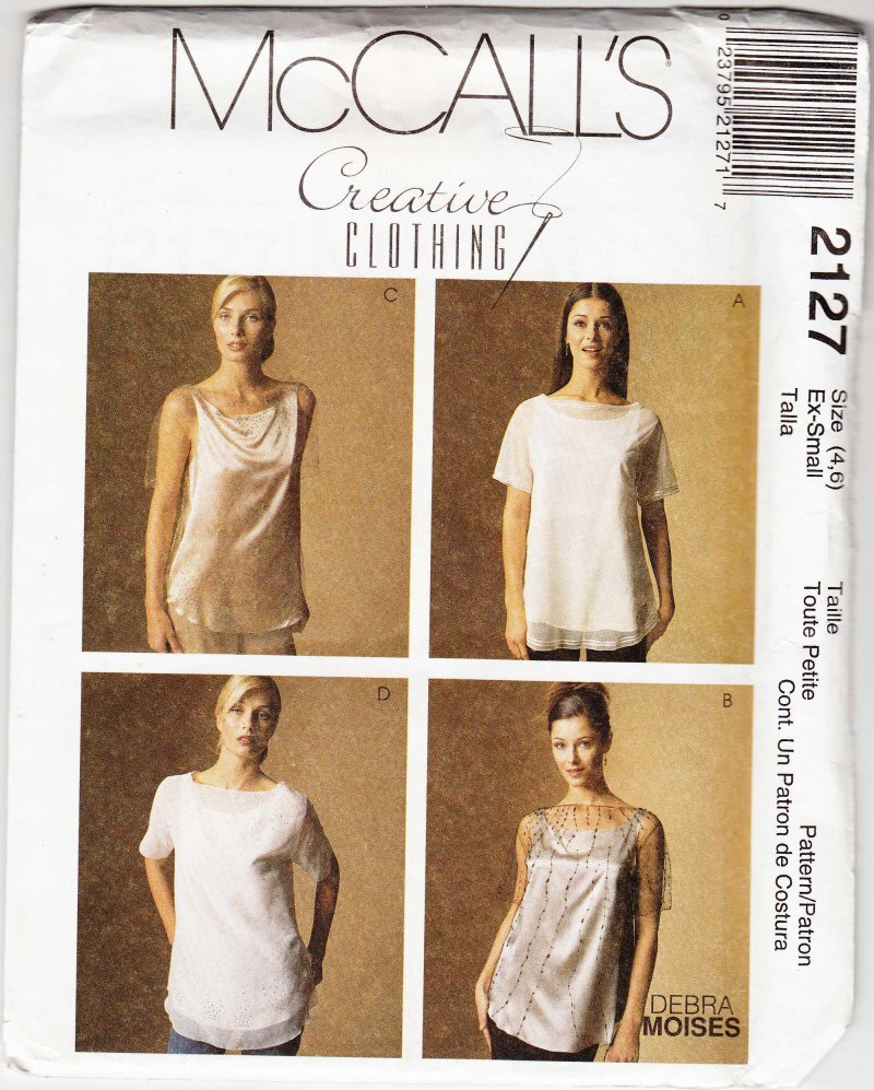 McCall's Lovely woman's sewing pattern 2127 Misses top and camisole XS 4 and 6