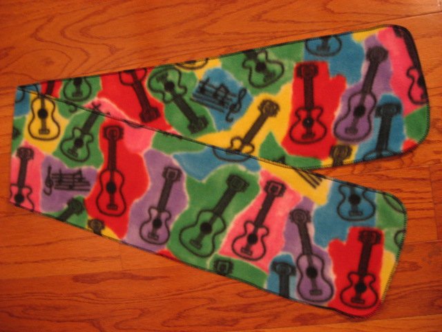 Guitars multicolored child fleece scarf
