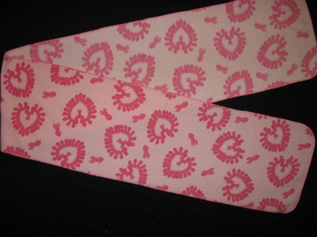 Cancer ribbon hearts Pink fleece scarf