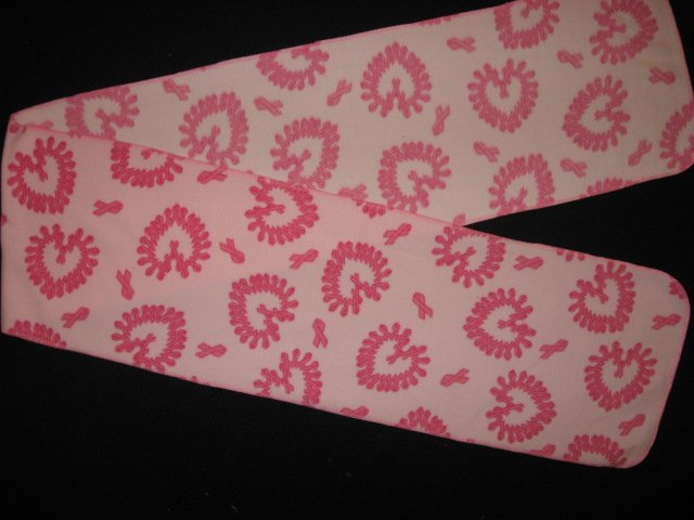 Image 0 of Cancer ribbon hearts Pink fleece scarf