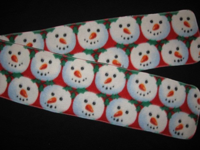 Snowballs with Snowman faces child  fleece scarf