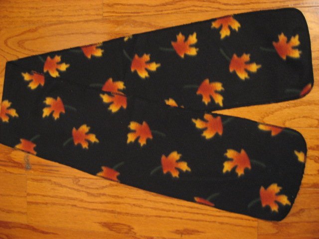 Autumn Fall Leafs Handmade Black fleece table runner or scarf