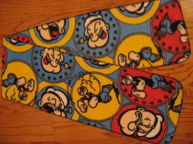 Popeye the Sailor man blue fleece scarf 